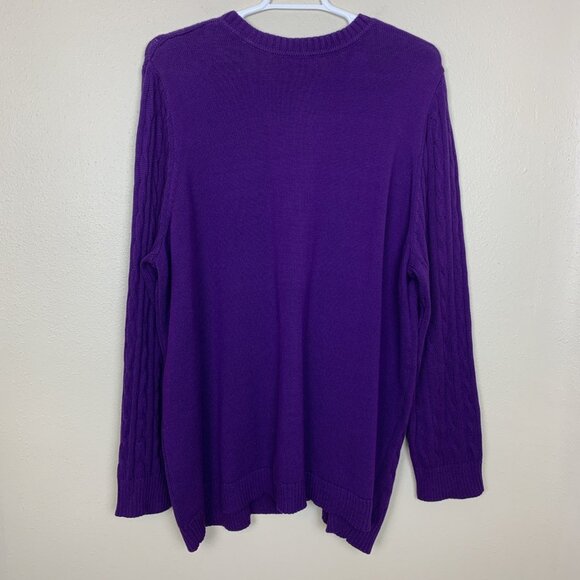 Woman Within Cardigan Sweater 3X 30 32 NWOT Purple Cable Knit Long Sleeve Button - Picture 3 of 13